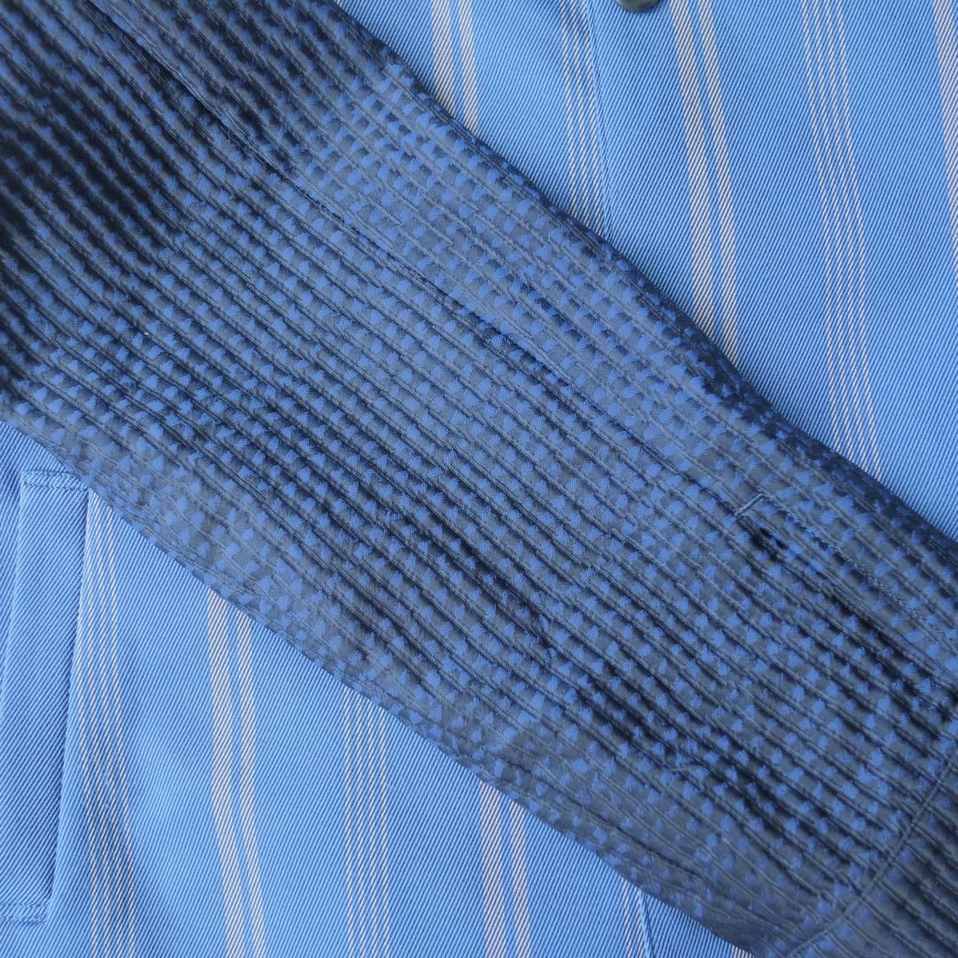 AKI NAGAI ノーカラー ストライプ 切替 ジャケット 日本製