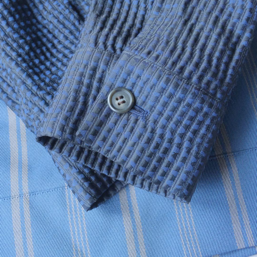 AKI NAGAI ノーカラー ストライプ 切替 ジャケット 日本製