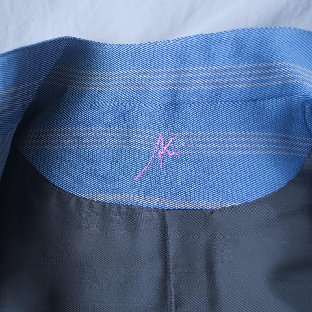 AKI NAGAI ノーカラー ストライプ 切替 ジャケット 日本製