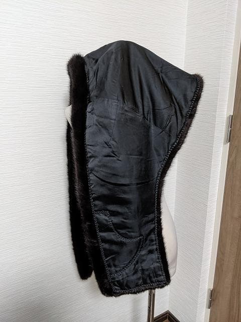 A525 ダークミンク　毛皮　リアルファー　オペラケープ　マント　ショール