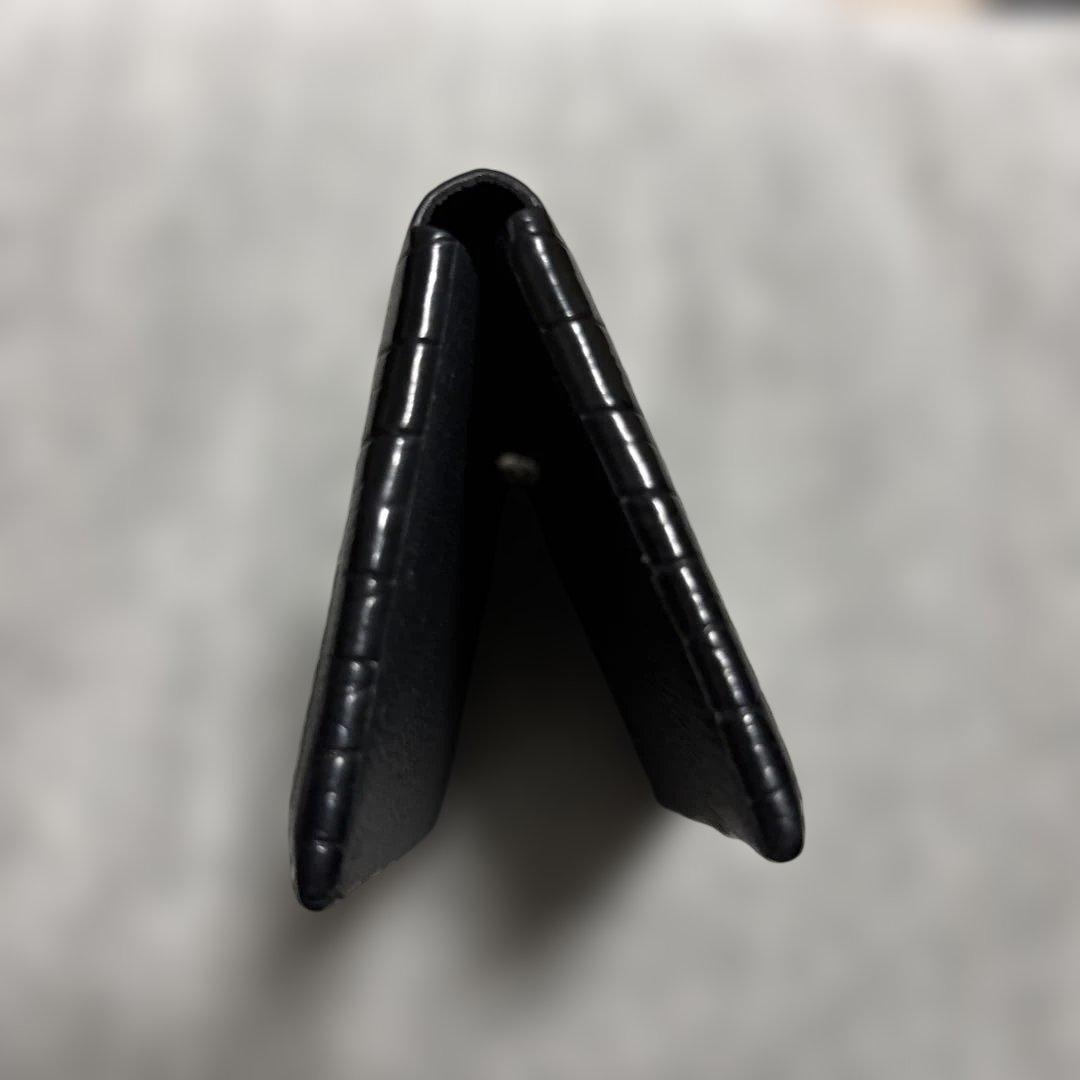 t.mbh クロコダイルレザー 二つ折りカードケース ブラック 名刺入れ