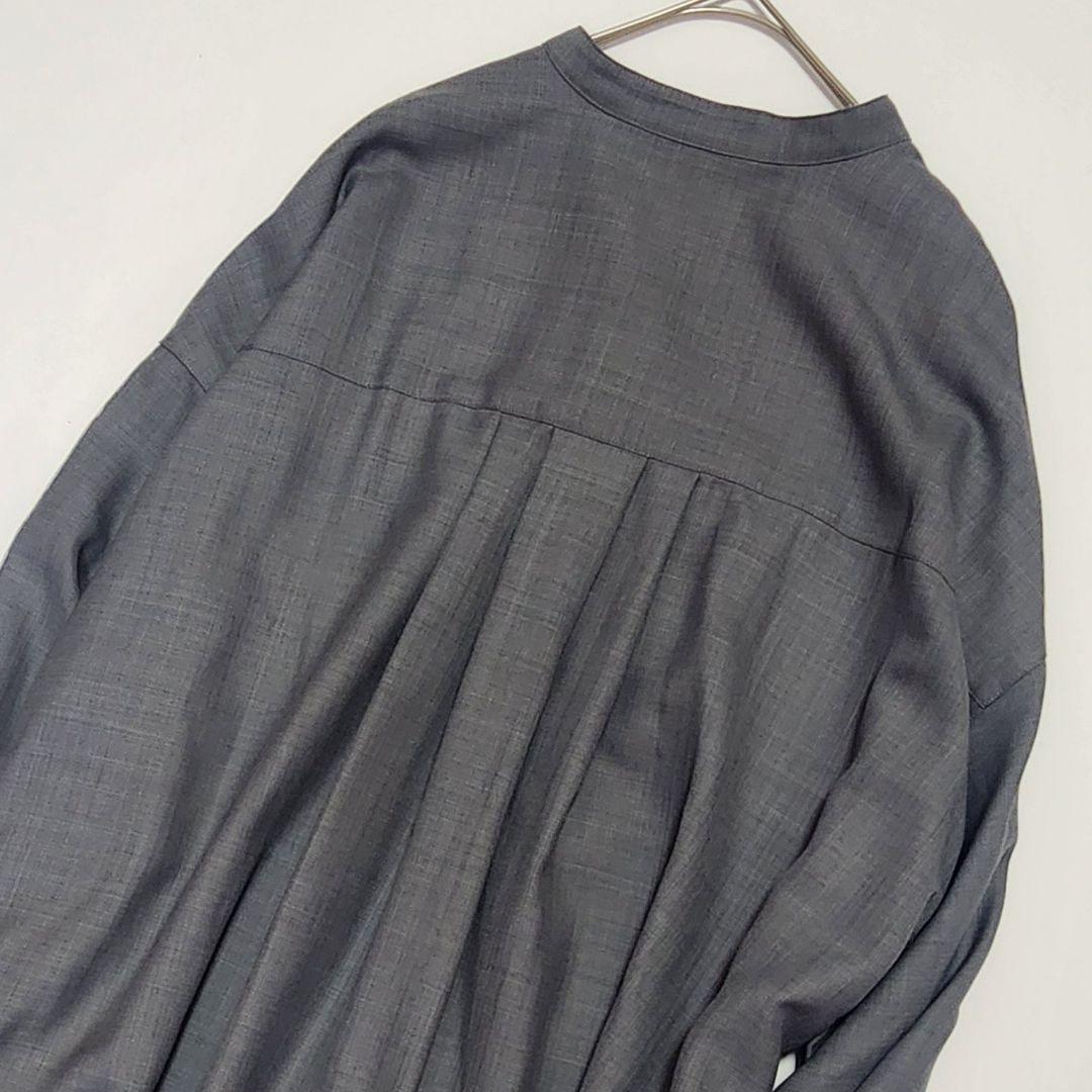 美品【定3.5万】ウィムガゼット ウール バンドカラー シャツワンピース リボン