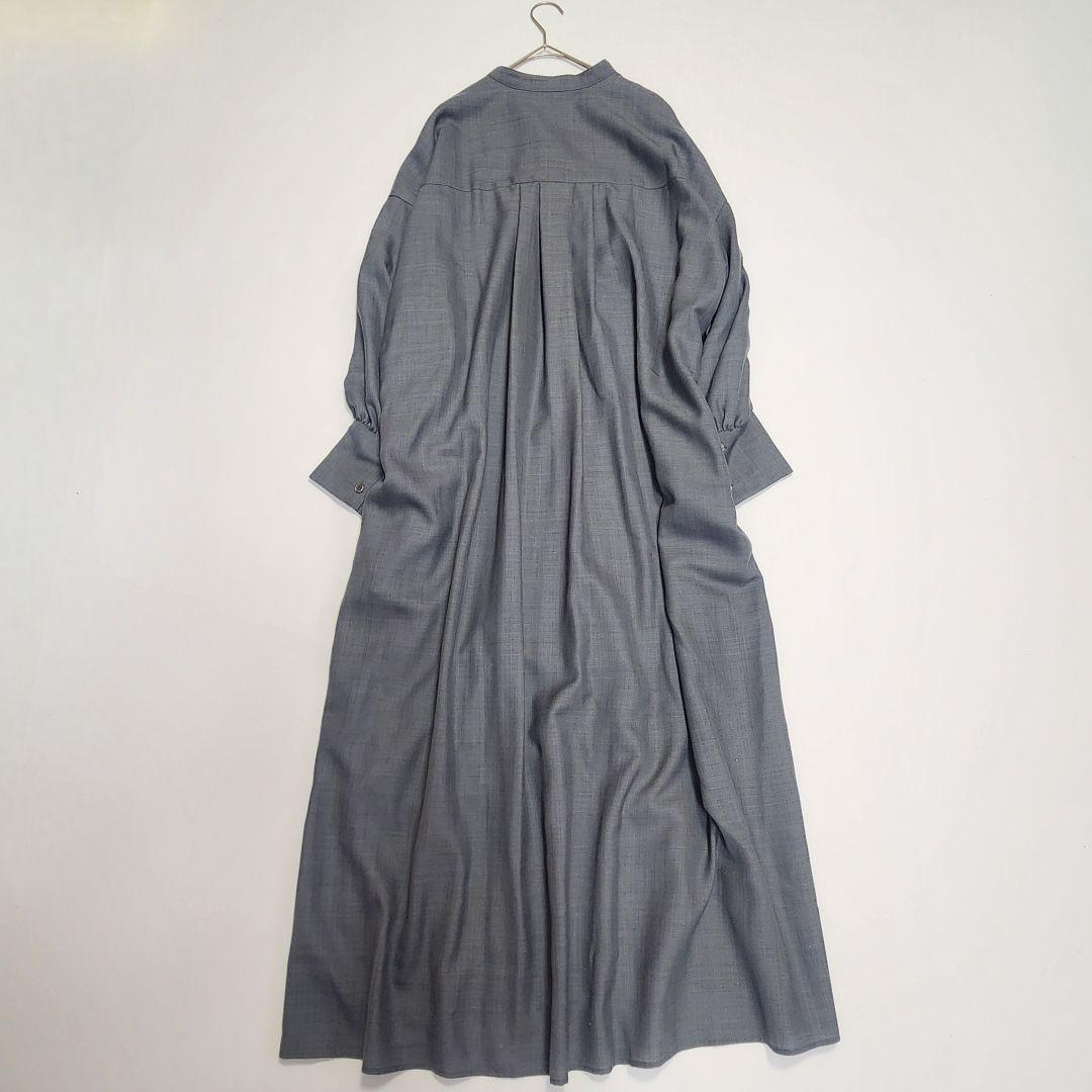 美品【定3.5万】ウィムガゼット ウール バンドカラー シャツワンピース リボン