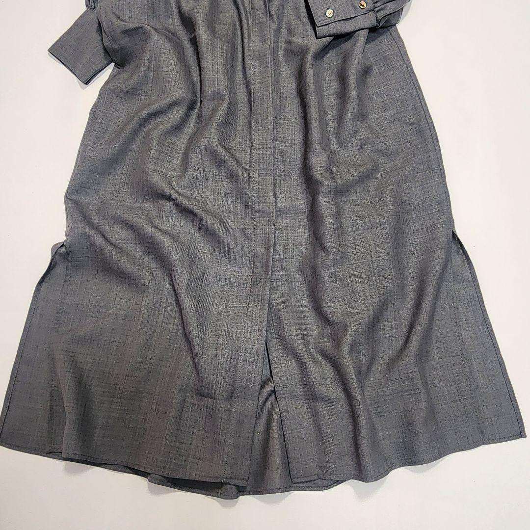 美品【定3.5万】ウィムガゼット ウール バンドカラー シャツワンピース リボン