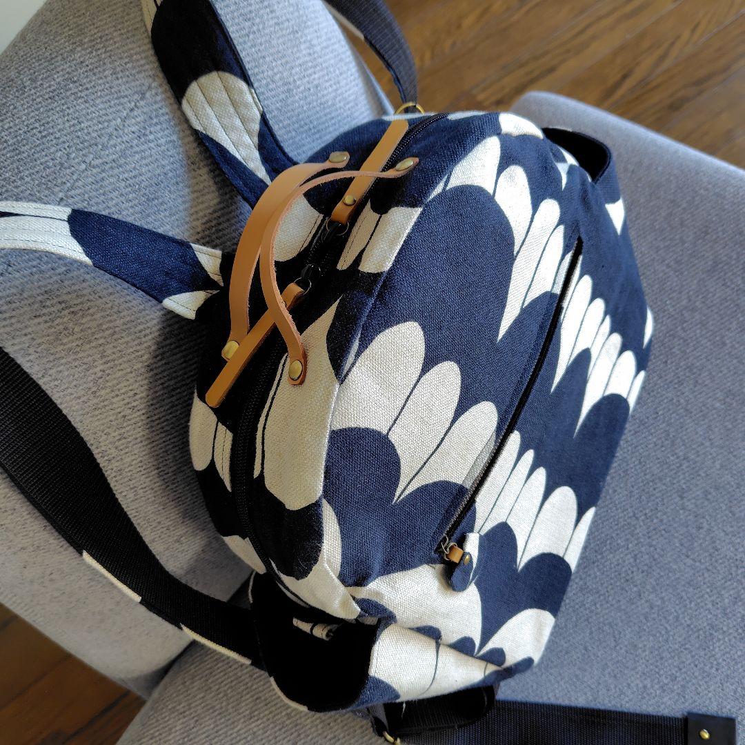 ミナペルホネン　両開きハンドメイドリュック