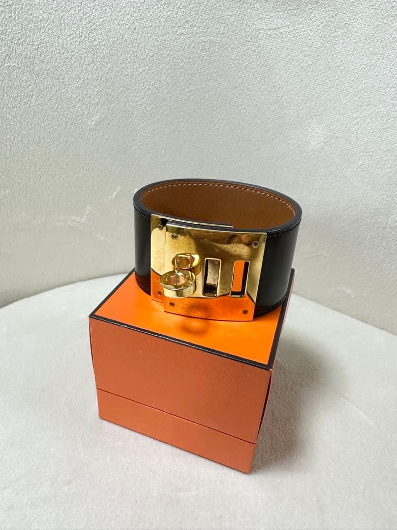 HERMES ケリードッグ　バングル　レザー　ブラック