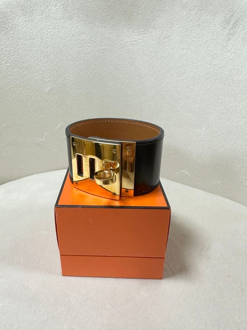 HERMES ケリードッグ　バングル　レザー　ブラック
