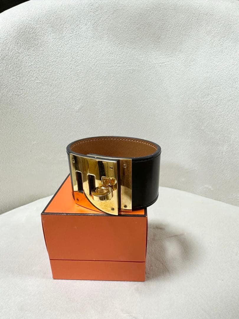 HERMES ケリードッグ　バングル　レザー　ブラック