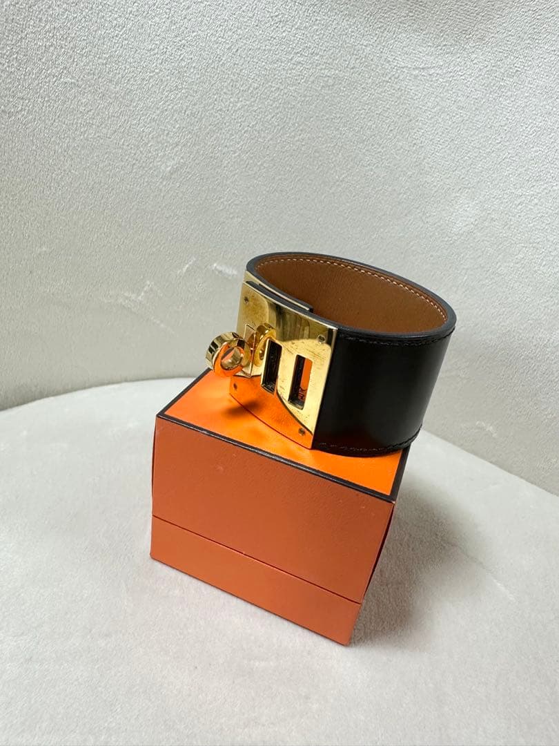 HERMES ケリードッグ　バングル　レザー　ブラック