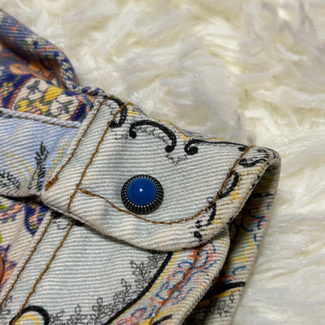 希少　ETRO ペイズリー柄　デニムジャケット　マルチカラー　ドルマンスリーブ
