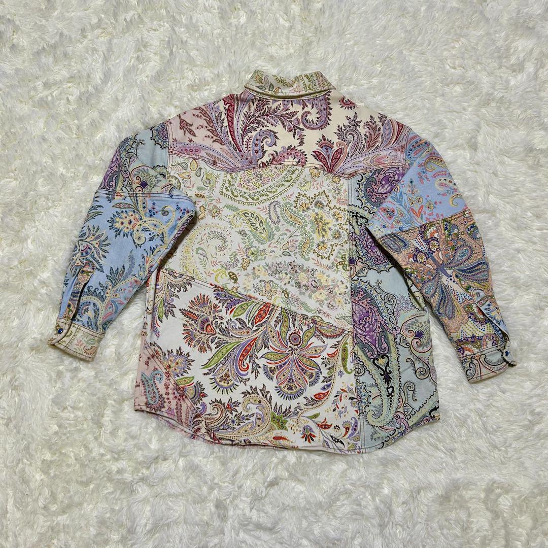 希少　ETRO ペイズリー柄　デニムジャケット　マルチカラー　ドルマンスリーブ