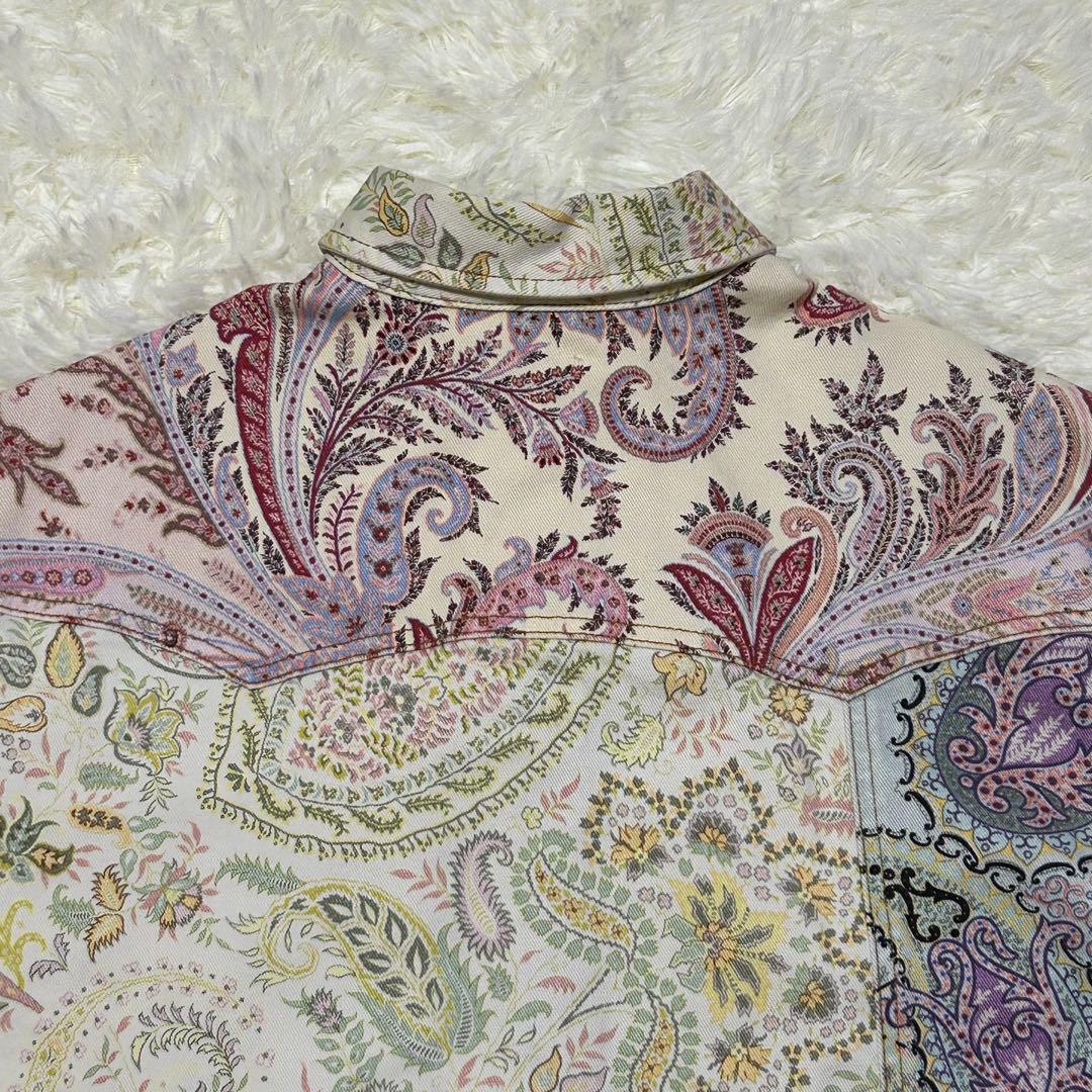 希少　ETRO ペイズリー柄　デニムジャケット　マルチカラー　ドルマンスリーブ