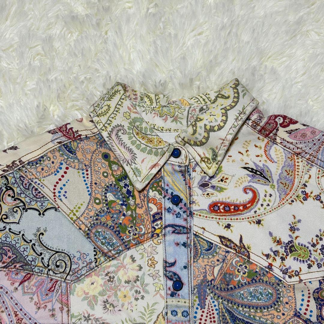 希少　ETRO ペイズリー柄　デニムジャケット　マルチカラー　ドルマンスリーブ