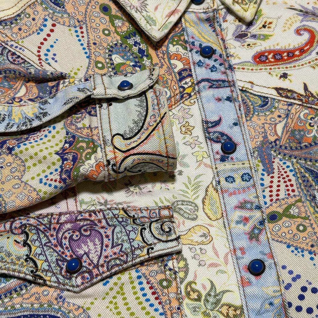 希少　ETRO ペイズリー柄　デニムジャケット　マルチカラー　ドルマンスリーブ