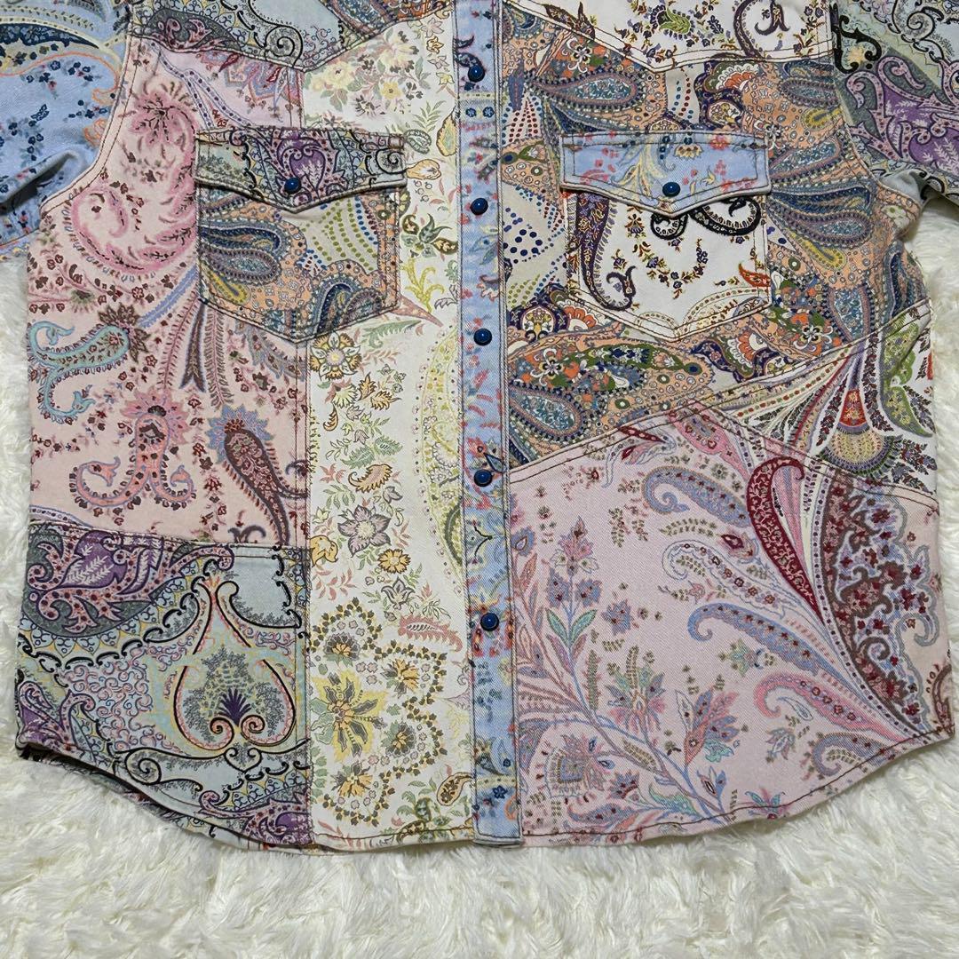 希少　ETRO ペイズリー柄　デニムジャケット　マルチカラー　ドルマンスリーブ