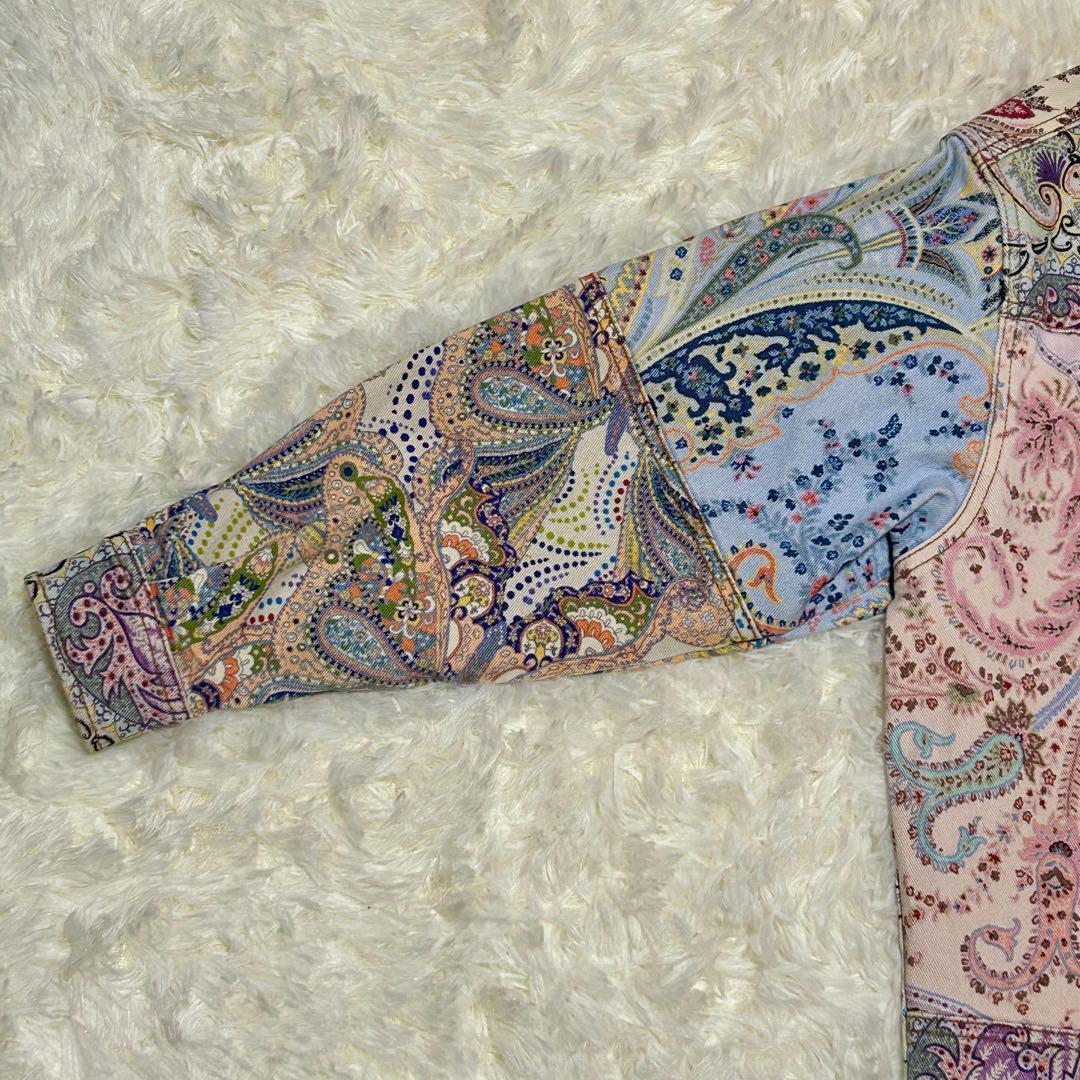 希少　ETRO ペイズリー柄　デニムジャケット　マルチカラー　ドルマンスリーブ