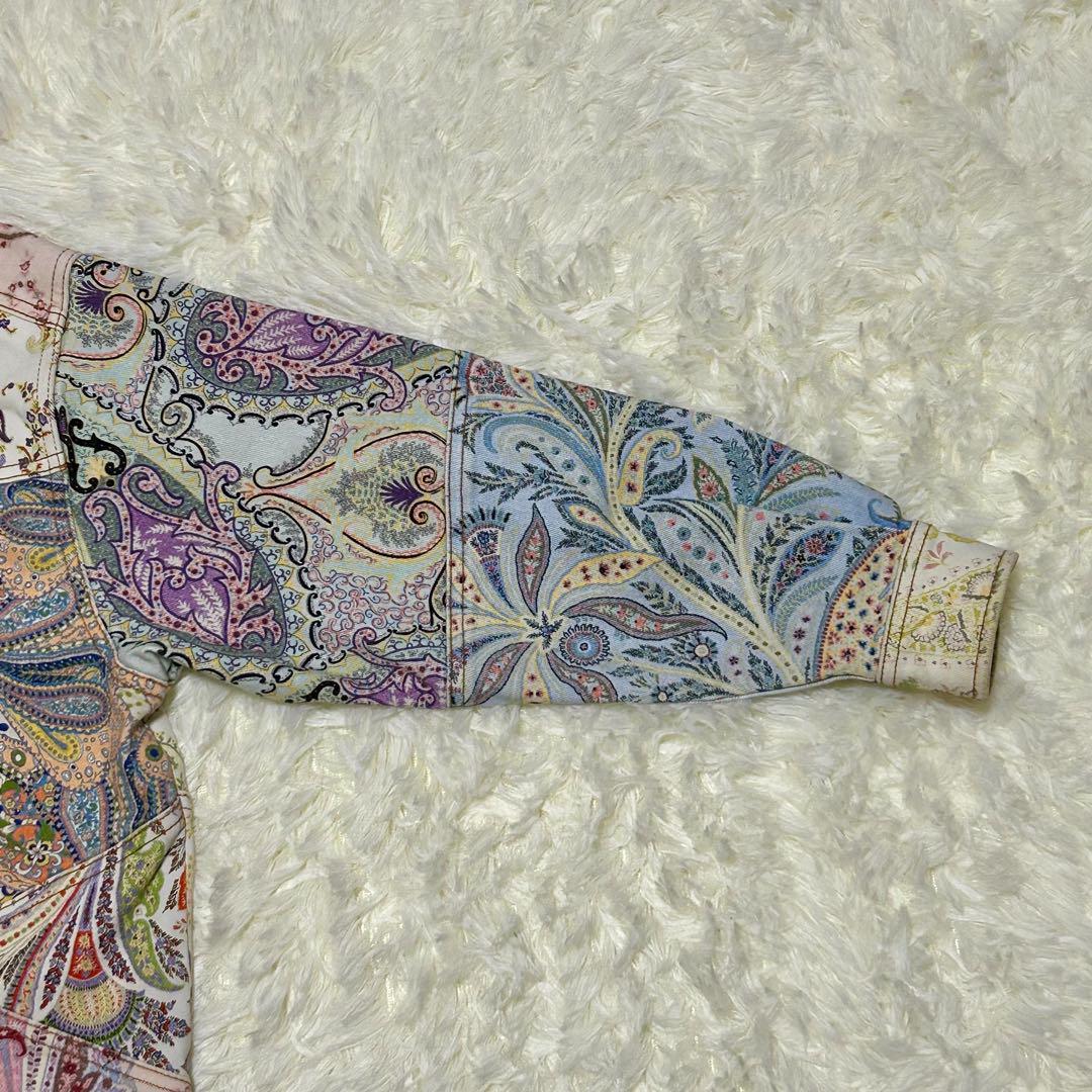 希少　ETRO ペイズリー柄　デニムジャケット　マルチカラー　ドルマンスリーブ