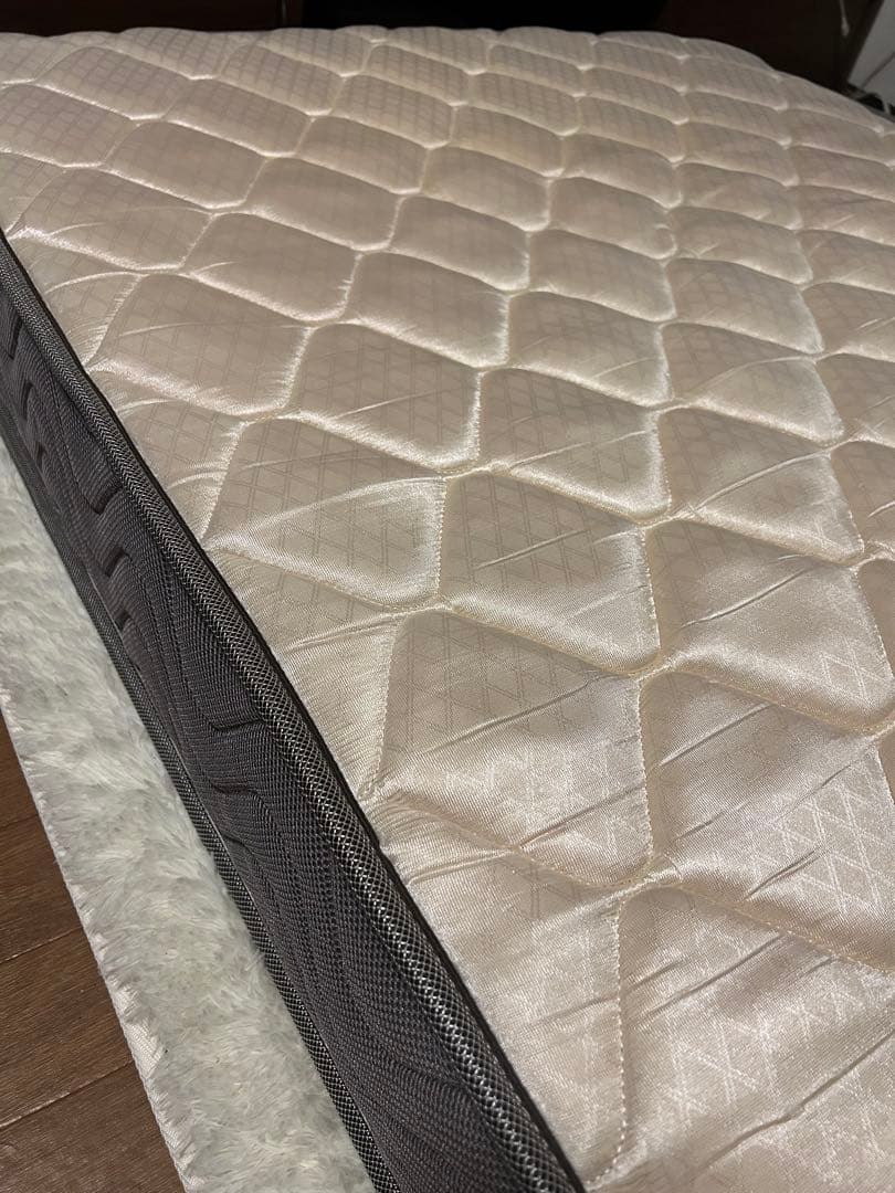 シングル コンセント付きベッドフレーム ブラウン＋マットレス付き