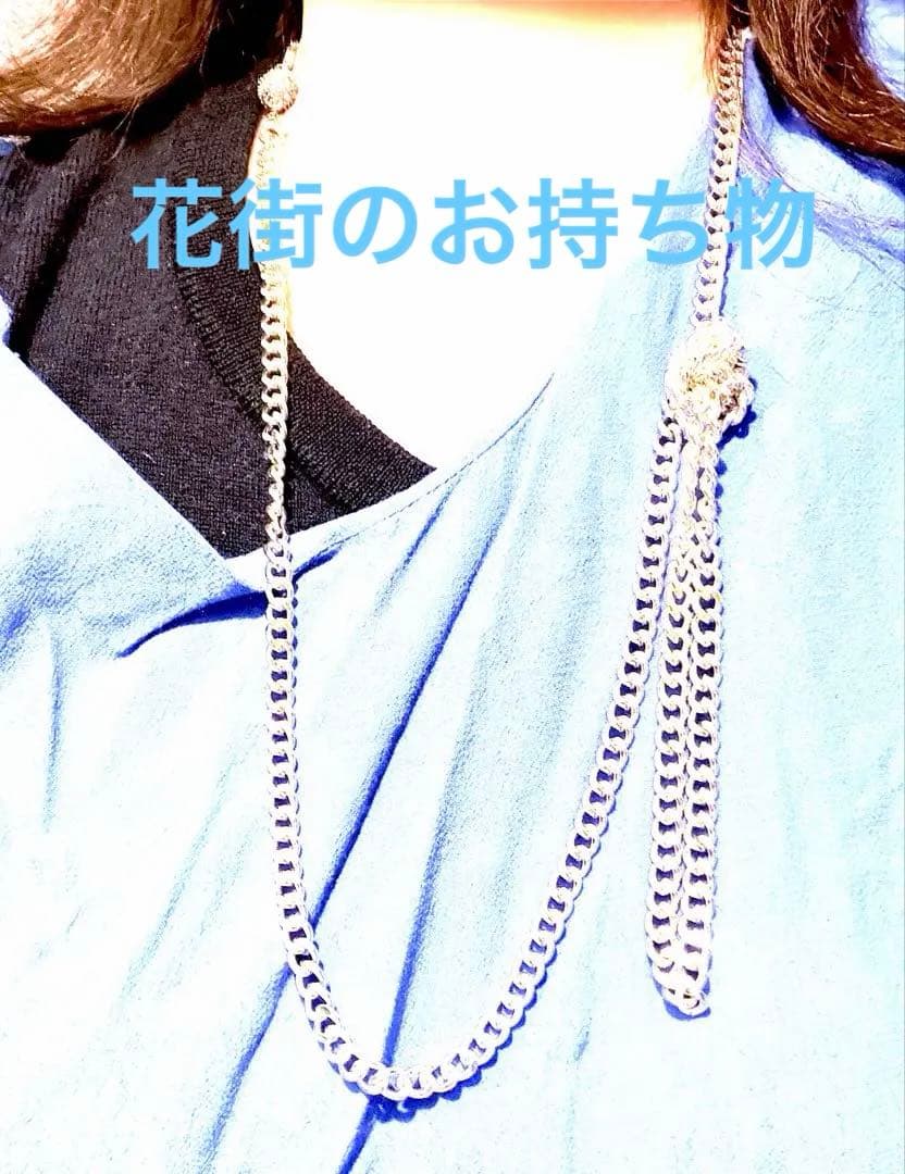 脱着簡単　超ロング　シルバープレイテッドチェーンの極太ネックレス　磁力開閉　誂え