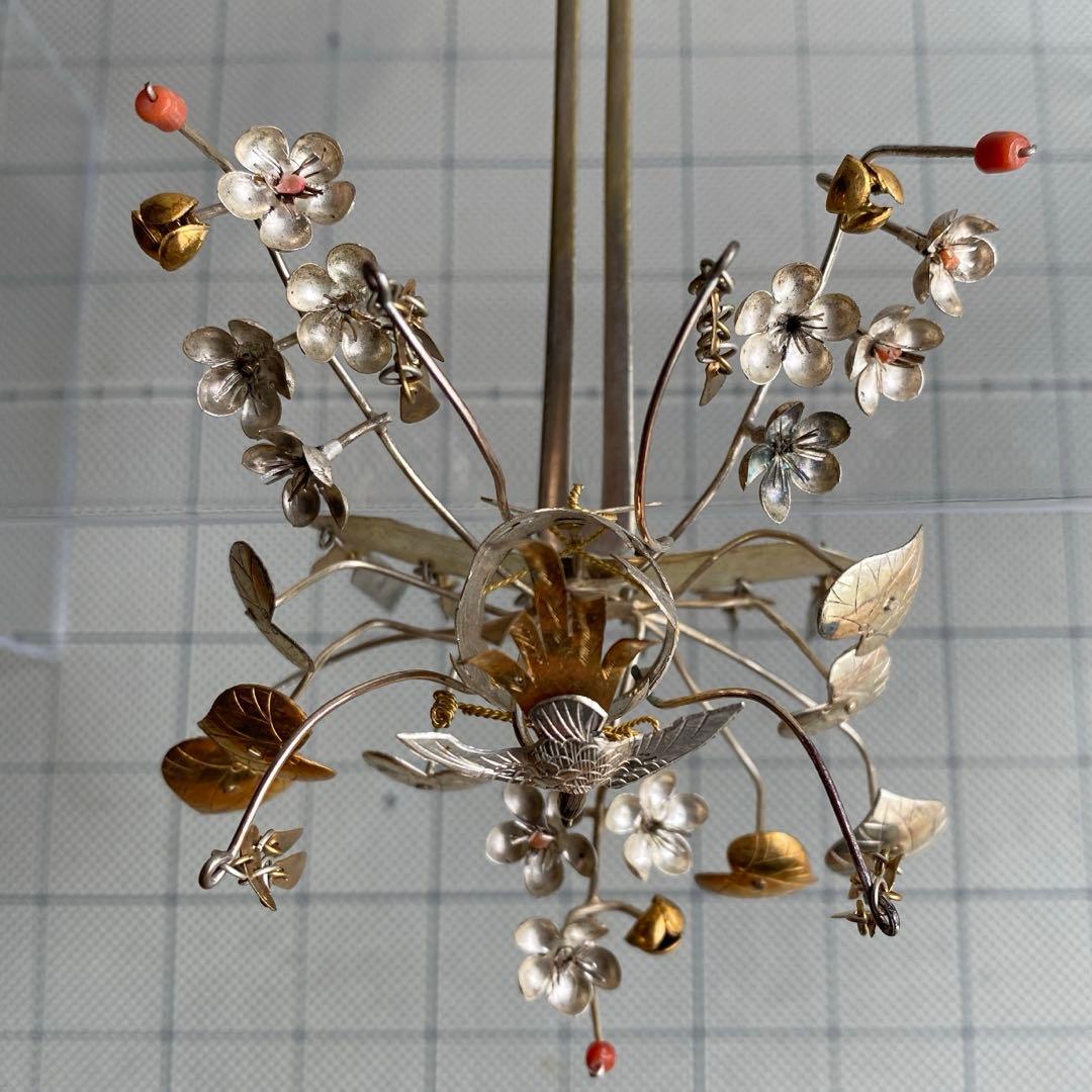 アンティーク　金工細工　花嫁かんざし　金銀びらかんざし