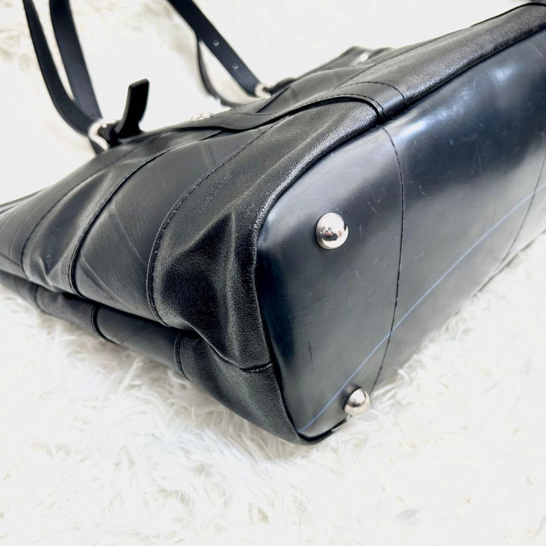 SEAL シール 森野帆布コラボ レザートートボストンバッグ ボーダー 黒