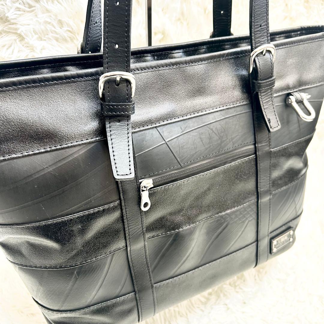 SEAL シール 森野帆布コラボ レザートートボストンバッグ ボーダー 黒