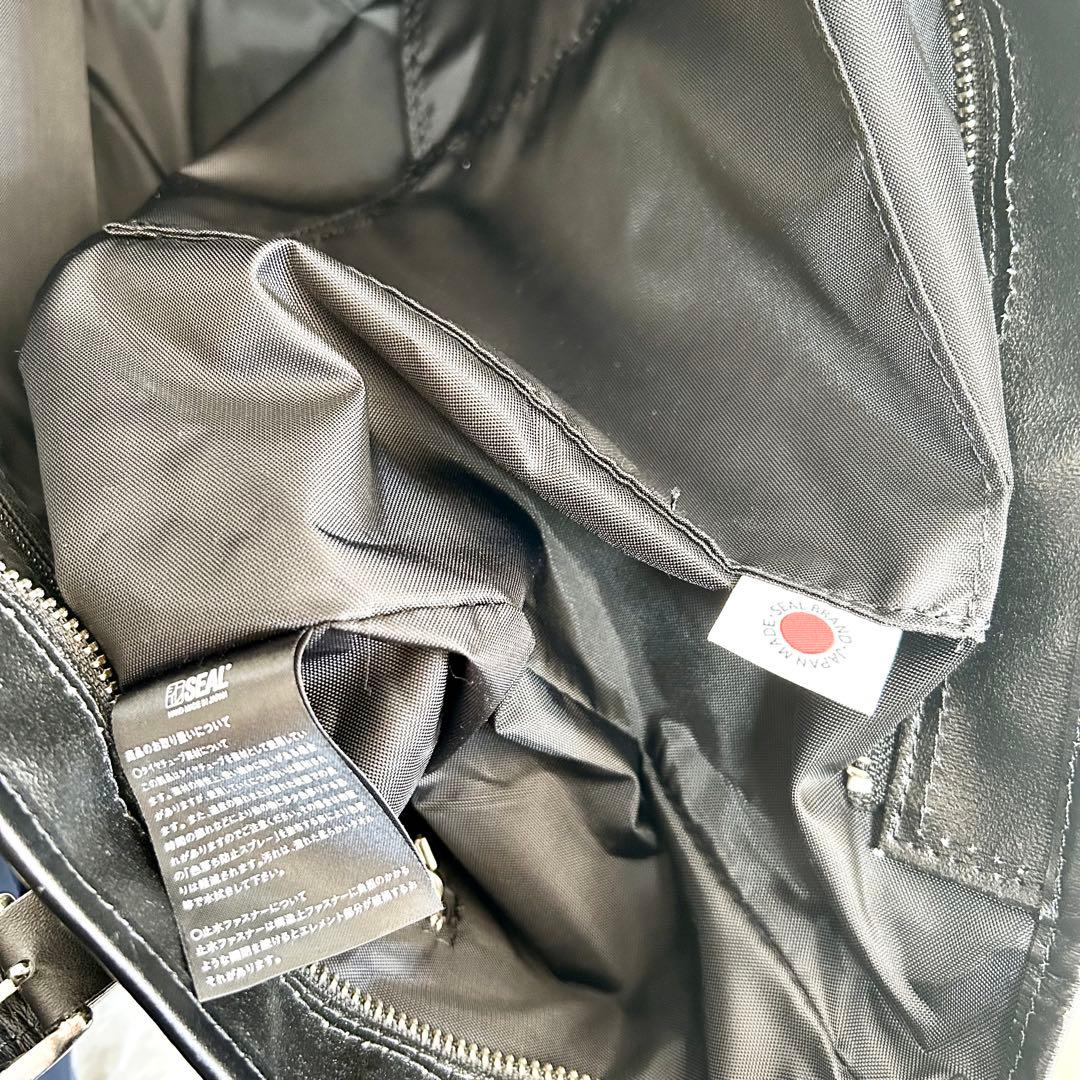 SEAL シール 森野帆布コラボ レザートートボストンバッグ ボーダー 黒