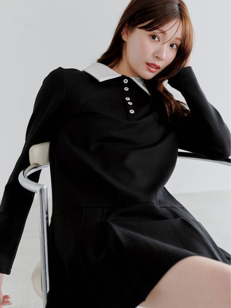 snidel 衿つきプリーツカットミニワンピース 美品