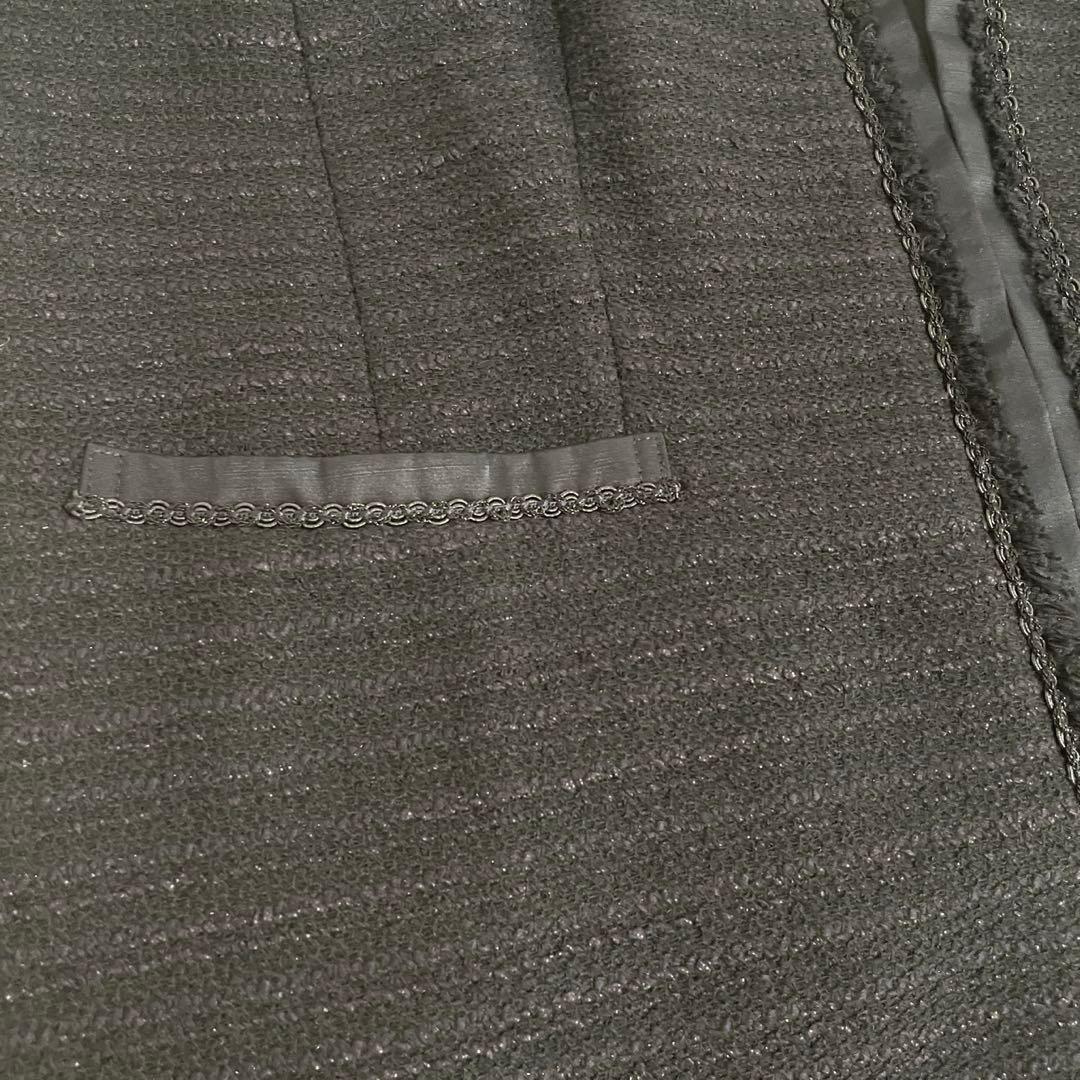 23区 ネイビー ノーカラージャケット 46 日本製　オンワード樫山　大きめ