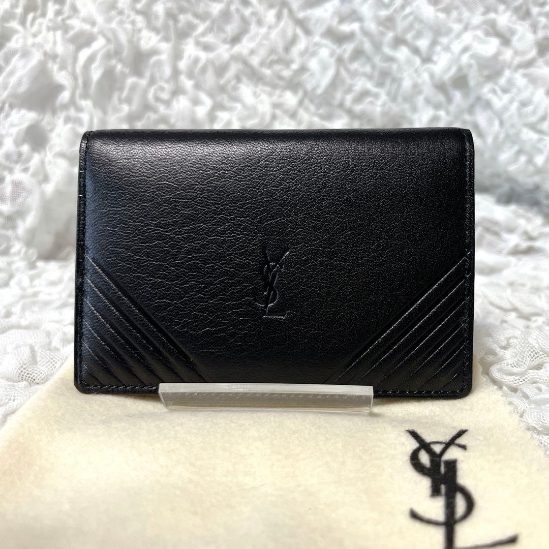 未使用級✨イブサンローラン　カードケース　ブラック　レザー　名刺入れ　IDケース