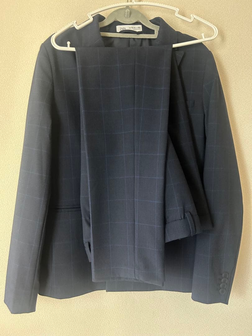 ZARA 164 スーツ　セット　卒業式　セレモニー　160 ネイビー　チェック