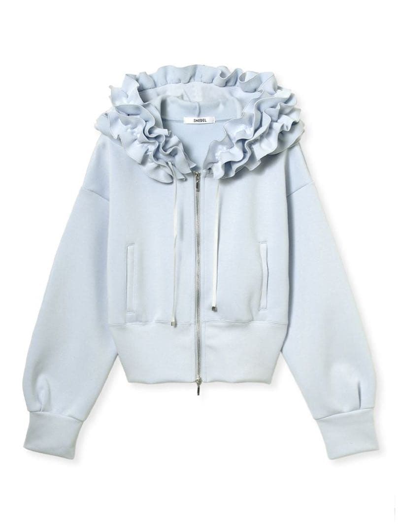 【完売品】 新品タグ付き snidel フリルショートジップパーカー ブルー