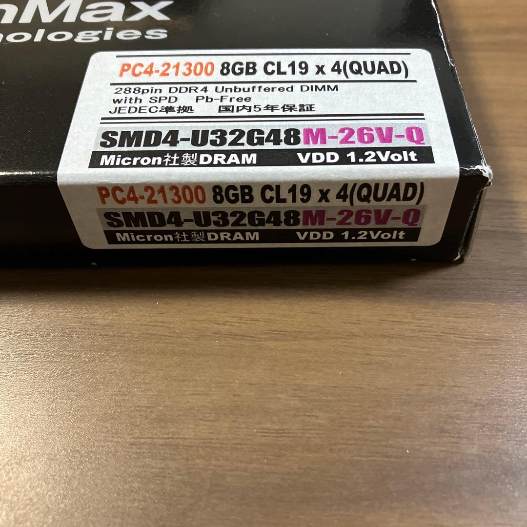 SanMax DDR4 8GB CL19 メモリモジュール 4枚セット
