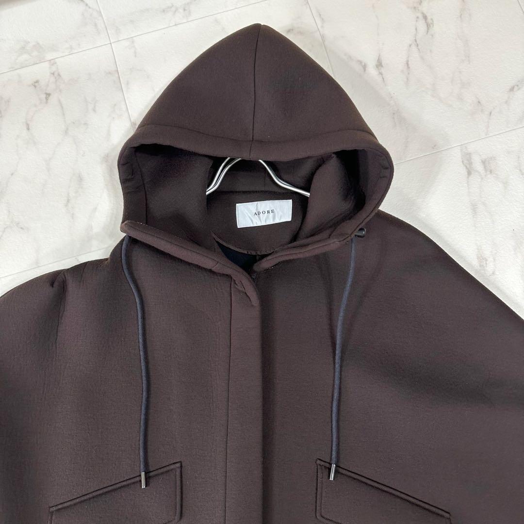 【美品】ADORE ソフトボンディング　フーディコート　変形　ブラウン　M相当