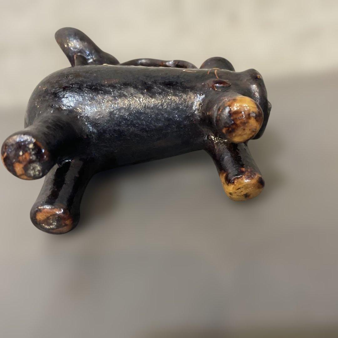 ヴィンテージ スペイン陶器製 雄牛のボティホ：動物の形をした水瓶、クエンカ