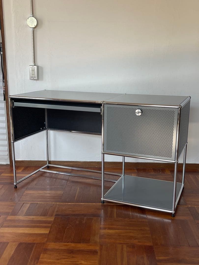 USM ハラー システム パソコン デスク キャビネット 付き マットシルバー