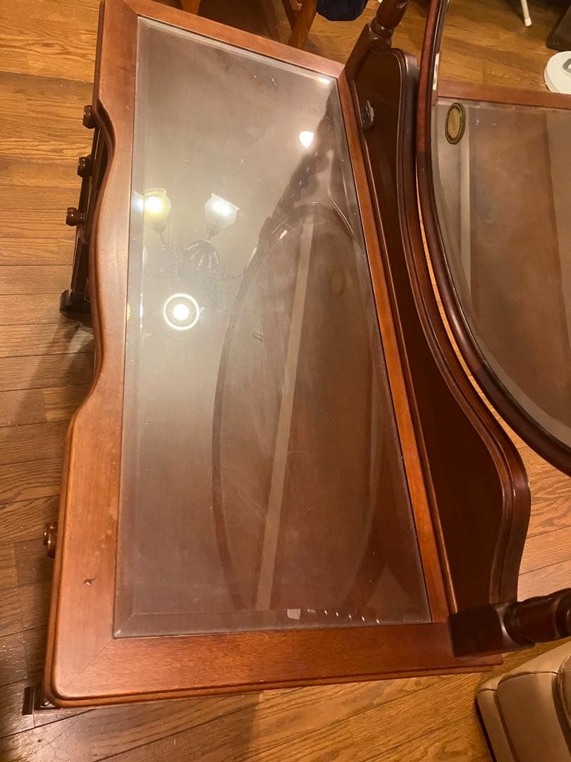 ビンテージ木製ブラウンドレッサー 鏡ミエミラー