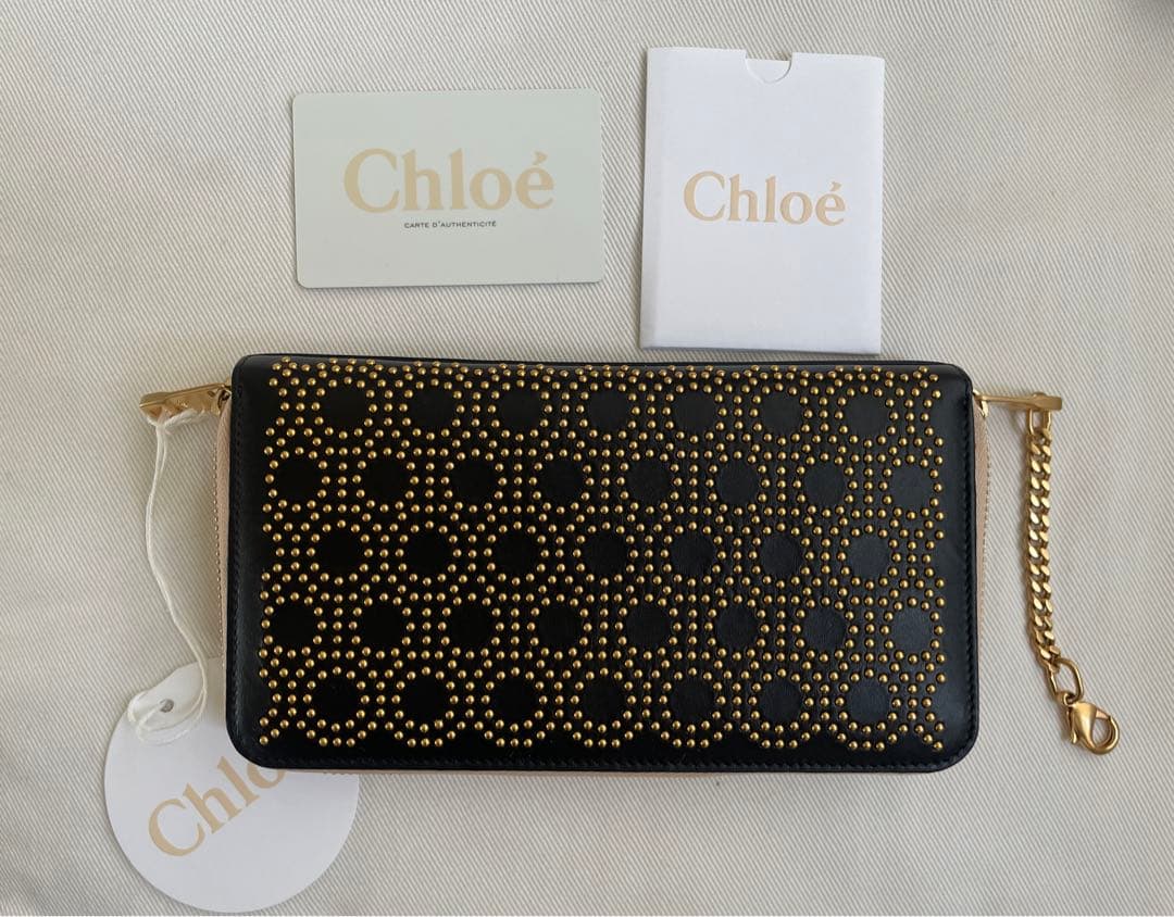 ✨最終お値下げ✨【新品】Chloé スタッズ ブラックレザー長財布