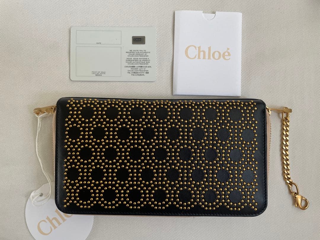 ✨最終お値下げ✨【新品】Chloé スタッズ ブラックレザー長財布