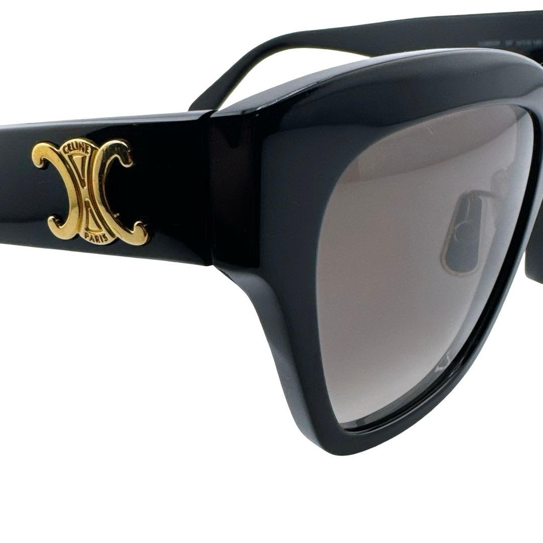 【ケース付】セリーヌ サングラス トリンオフ ロゴ ゴールド金具 ブラック 黒