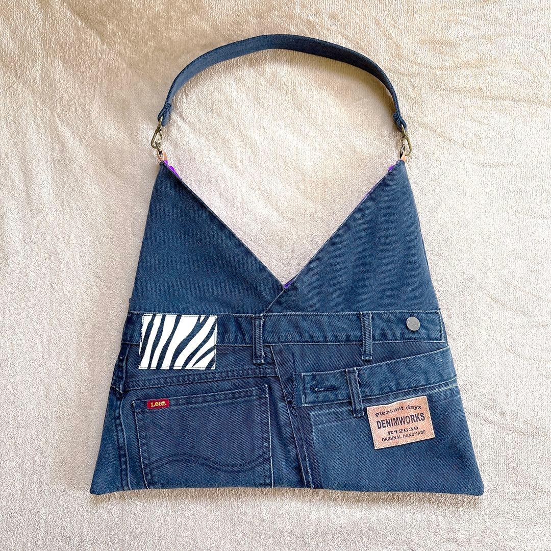 ラムちゃんさまオーダー。あずま袋風デニムリメイクバッグ2点【ハンドメイド】