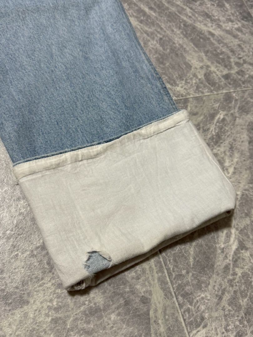 LOEWE ロエベ フィッシャーマン デニムジーンズ パンツ レザーパッチ 48