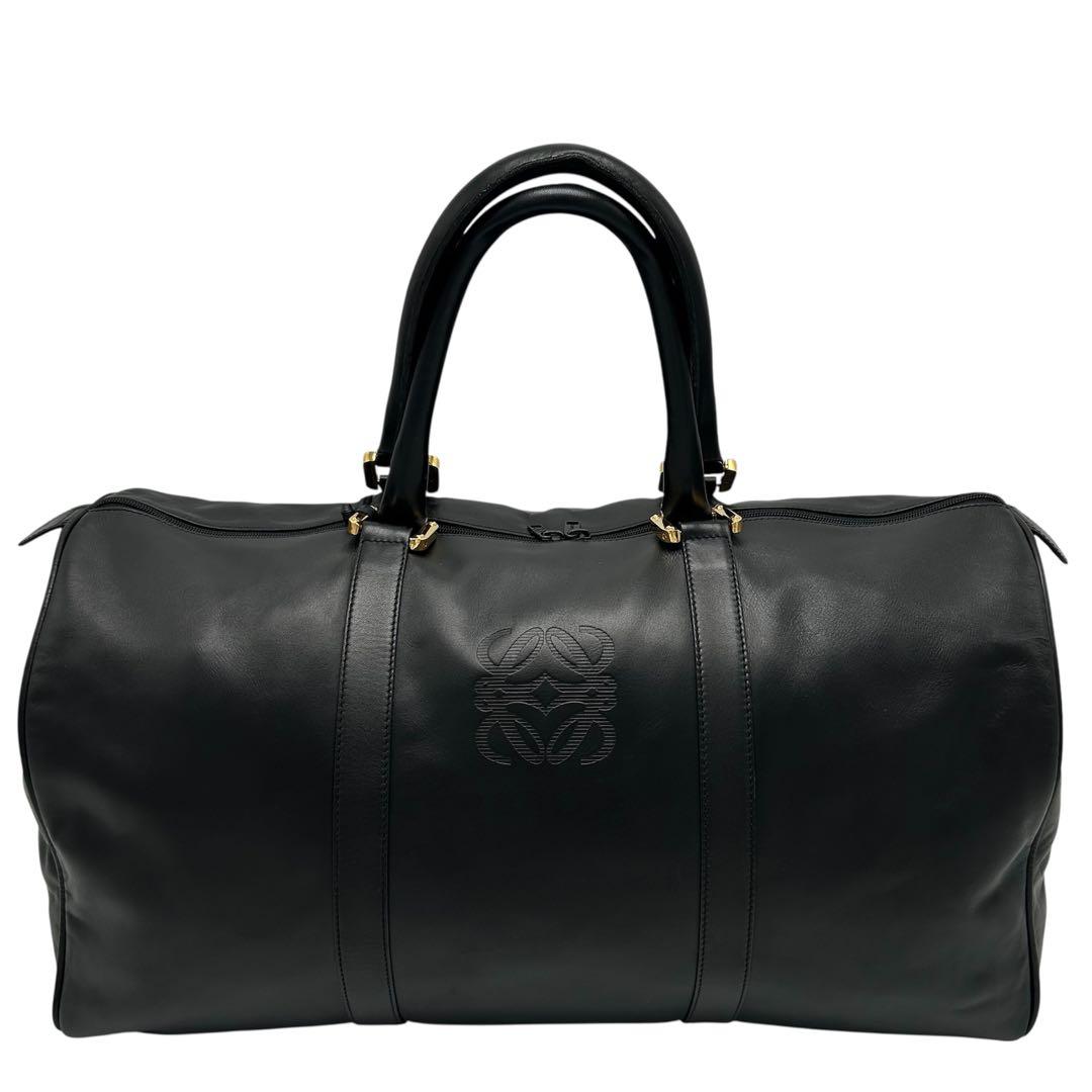 美品 ロエベ アマソナ ボストンバッグ 旅行 ブラック レザー メンズ 大容量