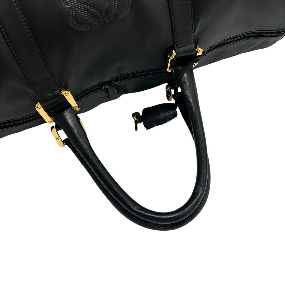 美品 ロエベ アマソナ ボストンバッグ 旅行 ブラック レザー メンズ 大容量