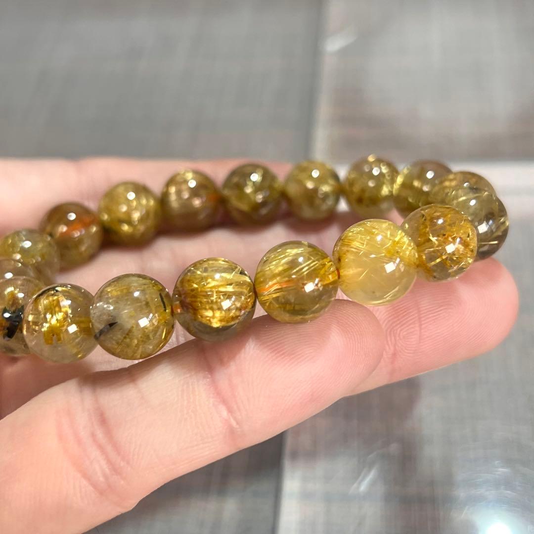 金運強　太陽放射ルチルブレスレット　ヘマタイト　ルチルクォーツ　3-4