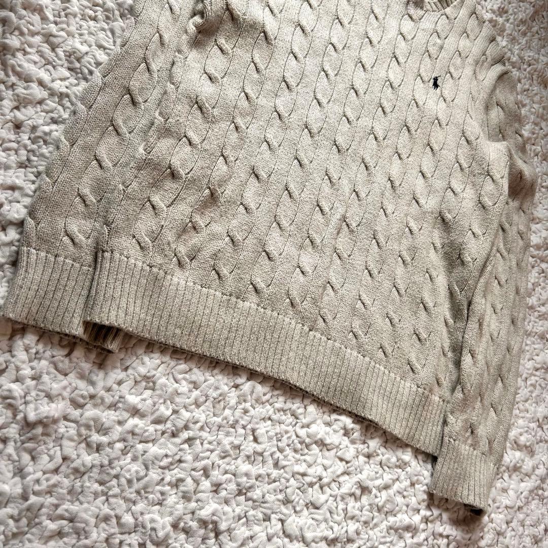 POLO RALPH LAUREN グレー　ライトグレー　ケーブルニット L 綿