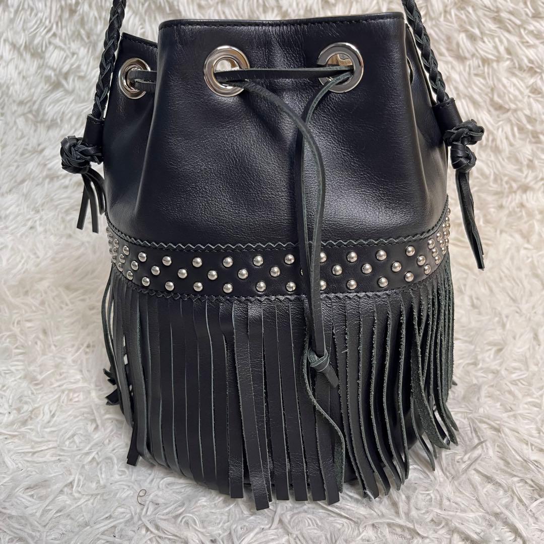 【美品】J＆M DAVIDSON ハンドバッグ　カーニバル　フリンジ　スタッズ