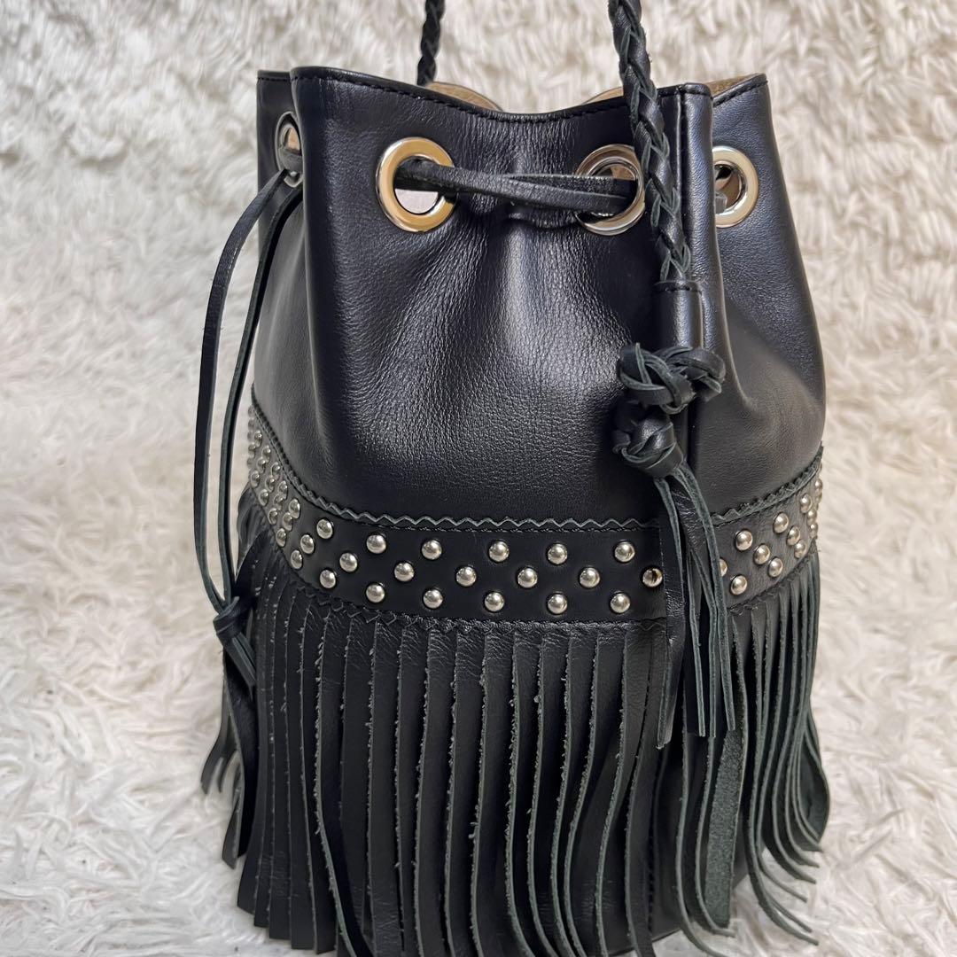 【美品】J＆M DAVIDSON ハンドバッグ　カーニバル　フリンジ　スタッズ