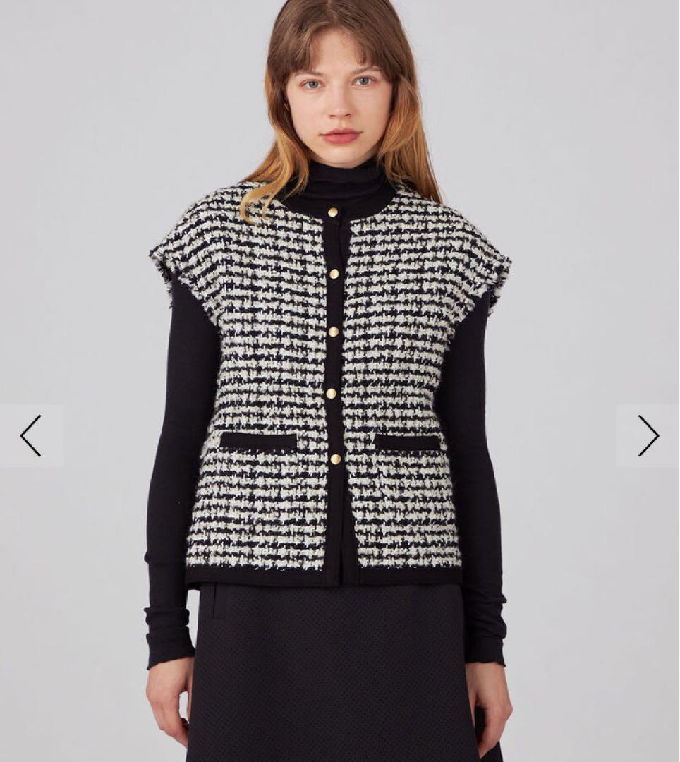 【TOMORROWLAND 】ニットコンビツイード フレンチスリーブジレ