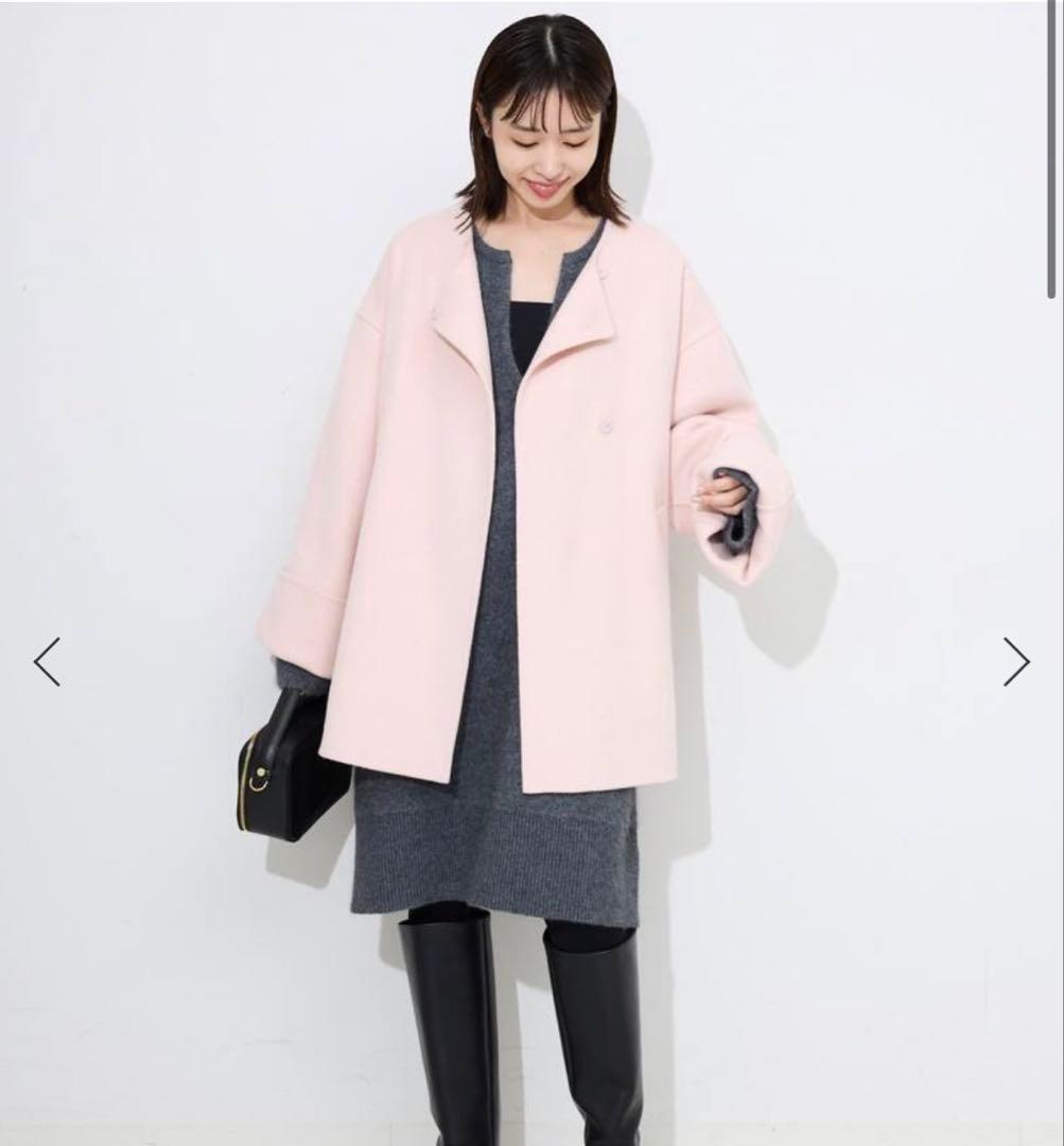 SLOBE IENA 25aw SUPER140 ダブルフェイスノーカラーコート